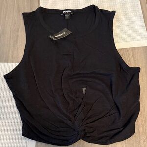 Express Jet Black Knotted Tank Top